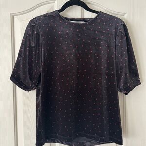 Simons Dark Velvet Tee with Red Dots